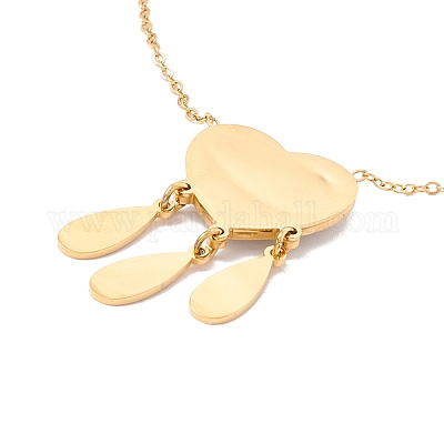 Ионное покрытие(ip) 304 нержавеющая сталь сердце с подвеской в виде капли ожерелье NJEW-P262-06G-1