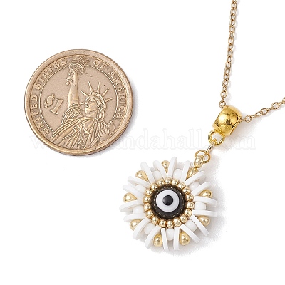 Стеклянные бусины и полимерная глина и ожерелья с подвесками в стиле лэмпворк от сглаза NJEW-MZ00101-1