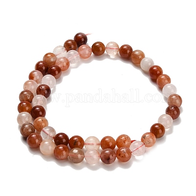 Нити бусин из натурального красного меха кролика с рутиловым кварцем G-H329-C04-8mm-AB-1