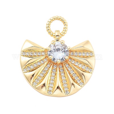 Подвески из латуни микропаве с фианитами и стеклом KK-L209-088G-1