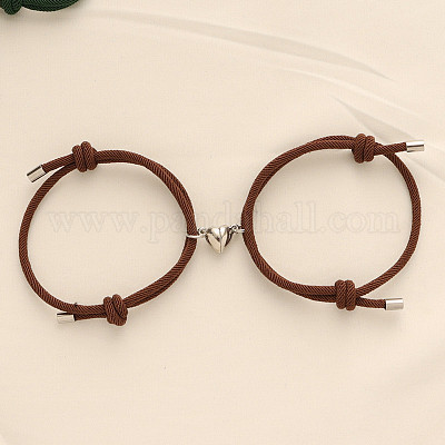 Магнитные плетеные браслеты из сплава в форме сердца для пары подруг WG59636-15-1