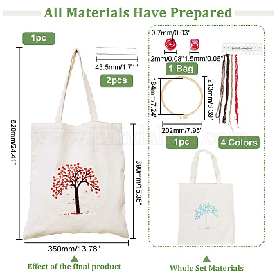 Shop WADORN DIY Canvas Tote Bag Embroidery Kit for Jewelry Making