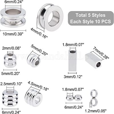 50 шт. 5 бусины из нержавеющей стали 304 STAS-UN0031-10-1