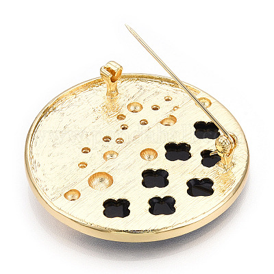 Плоские круглые броши из натуральной ракушки пауа с жемчугом JEWB-N001-07G-1