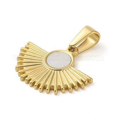 Подвески в виде веера с имитацией белой ракушки из смолы STAS-R229-12G-1