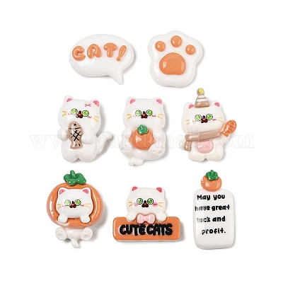 Кабошоны из смолы с кошачьей тематикой CRES-E003-04-1