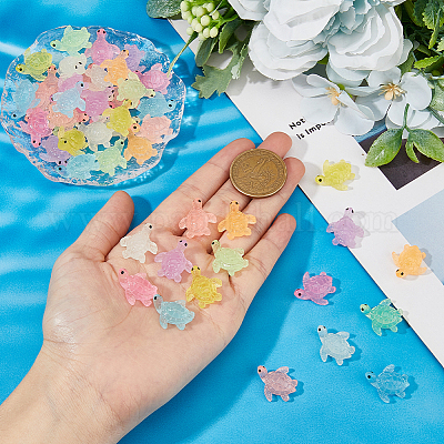 80 шт. 8-х цветные светящиеся в темноте смоляные кабошоны RESI-DC0001-25-1