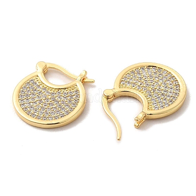 Прозрачные круглые серьги-кольца с кубическим цирконием EJEW-A095-02G-1