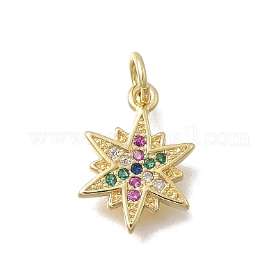 Подвески-снежинки из латунных микрофибрилл с кубическим цирконием KK-D431-041C-G-1