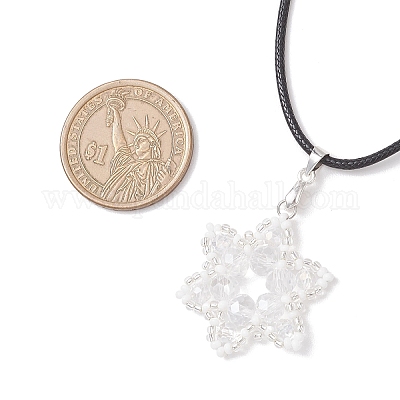 Гальваническое стекло и круглый бисер Toho в форме снежинки NJEW-MZ00125-1