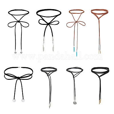 8 шт. набор из 8 стилей ожерелий-лариатов из искусственной замши и нейлонового шнура NJEW-FI0001-32-1