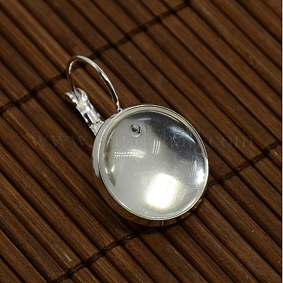 Прозрачная стеклянная крышка кабошона с куполом и латунные рычажные серьги DIY-X0160-S-RS-1