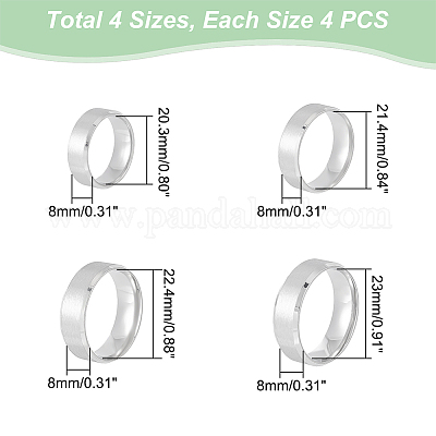 16 шт. 4 размера 201 из нержавеющей стали простые кольца для мужчин и женщин RJEW-UN0002-45-1