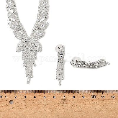 Комплект из серег и ожерелий с подвесками в форме бабочек из латуни и страз для женщин SJEW-M102-06S-1