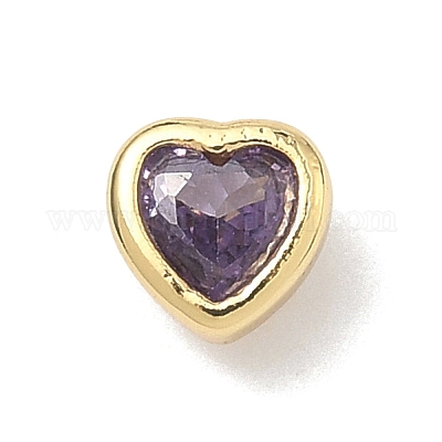 Кабошоны из кубического циркония в форме сердца из латуни с микропаве&nbsp;KK-P345-13G-D-1