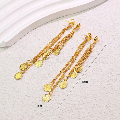 Серьги-гвоздики с кисточками из латуни CO5306-1