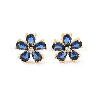 Серьги-гвоздики из латуни с микропаве из кубического циркония EJEW-I304-07G-01-1