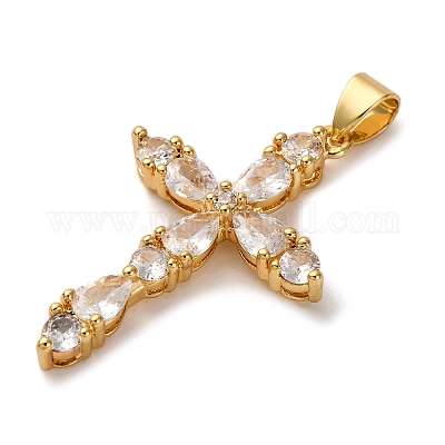 Латунные микропаве прозрачные подвески с фианитом ZIRC-M117-37G-1