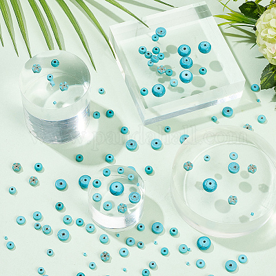 500 шт. 10 нити синтетических бирюзовых бусин G-AR0005-76-1