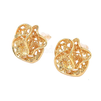 Серьги-гвоздики в виде цветка из латуни EJEW-D337-10G-1