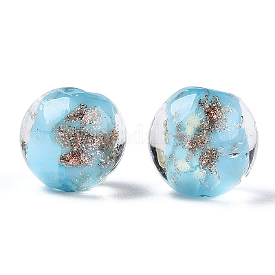 Светящиеся бусины лэмпворк из золота и песка ручной работы LAMP-N024-05B-03-1