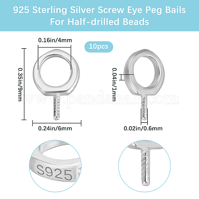 10 шт. 925 серебряных шурупа для крепления колышков STER-BBC0006-91-1