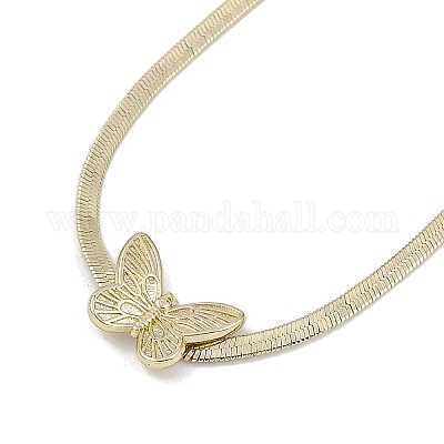 Ожерелья с подвеской из латуни с бантом NJEW-F325-03G-1