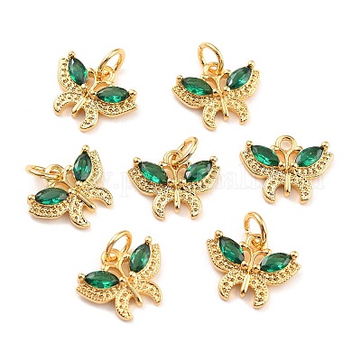 Настоящие 18k позолоченные латунные микро pave кубические циркониевые подвески ZIRC-Z023-05G-1