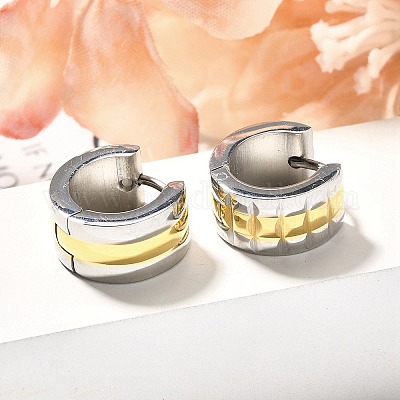 Серьги-кольца из нержавеющей стали 304 для женщин EJEW-C096-51GP-1