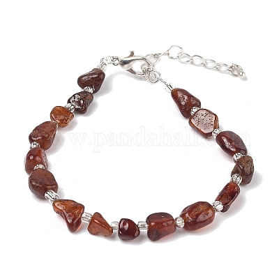 Браслеты из натуральной гранатовой крошки для женщин BJEW-H623-01S-04-1