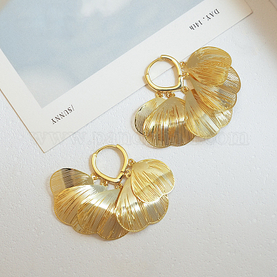 Серьги-кольца из латуни в форме листа FS-WG15B3A-01-1