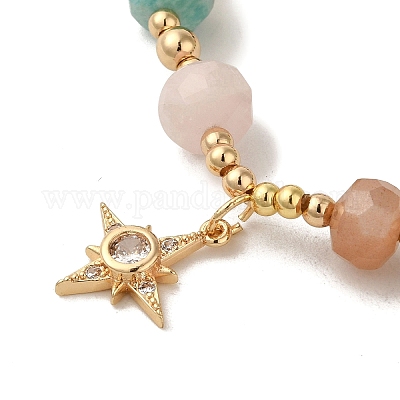 Эластичные браслеты из натурального фуксита BJEW-P318-02G-02-1