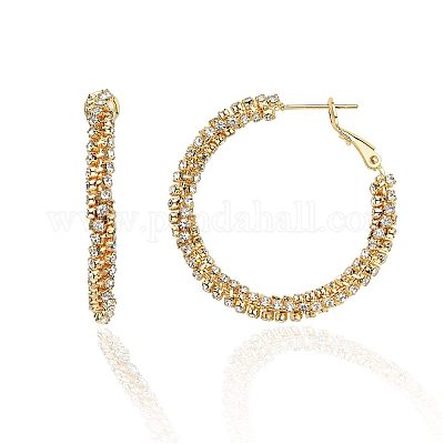 Серьги-кольца из латуни с прозрачным фианитом FS-WGD9CCC-11-1