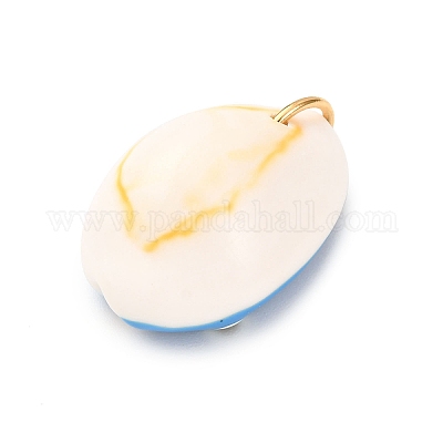 Кулоны с натуральными ракушками каури с принтом STAS-Z168-03G-02-1