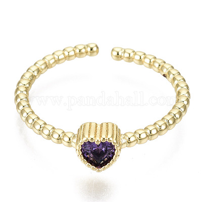 Латунные микро проложить манжеты кольца кубического циркония RJEW-T016-12G-NF-1