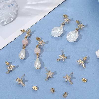 5 пара латунных микрофибровых кубических циркониевых гвоздиков для сережек KK-BBC0020-84-1