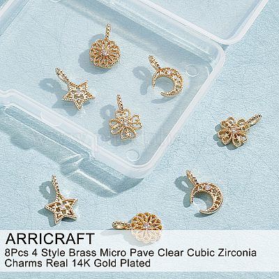 8шт 4 стиля латунные микро проложить прозрачные кубические циркониевые подвески ZIRC-AR0001-16-1