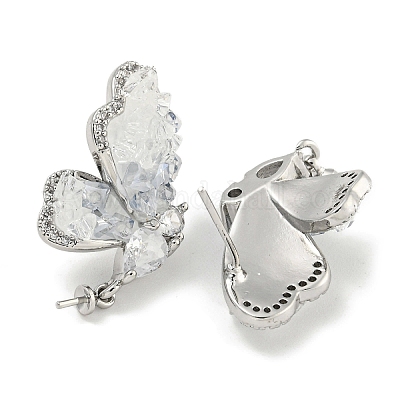 Серьга-пусет из латуни с эмалью и фианитами KK-Q820-07P-1