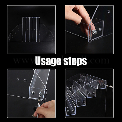 1 набор из 5-х ярусного прозрачного акрилового органайзера для лака для ногтей и 1 шт. пластиковых коробок для хранения ручек с 3 отделениями AJEW-GL0001-76-1