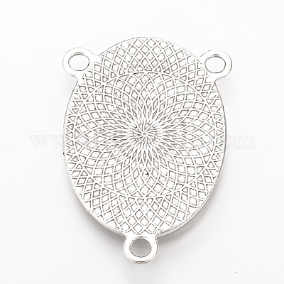 Сеттинги разъем сплава кабошон тибетском стиле TIBE-Q079-30x40-AS-LF-1