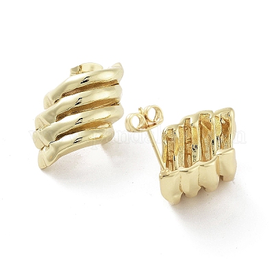 Серьги-гвоздики из латуни с ромбами EJEW-Q811-24G-1