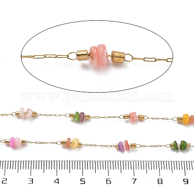 Цепи из ракушек и овальных бусин из нержавеющей стали 304 CHS-K021-09G-02-1