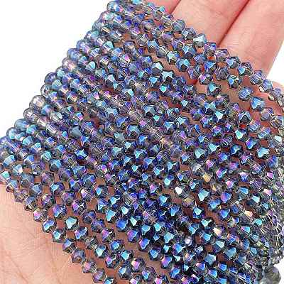 Прозрачные стеклянные бусины гальваническим пряди EGLA-A039-T3mm-UA07-1