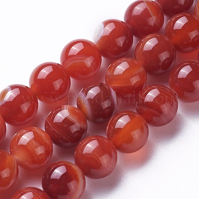 Chapelets de perles rouges en agate naturelle&nbsp;G-P434-09C-A-1
