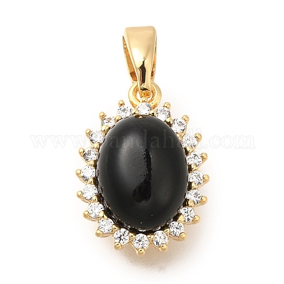 Подвески из латуни микропаве с фианитами и стеклом KK-K388-33G-1