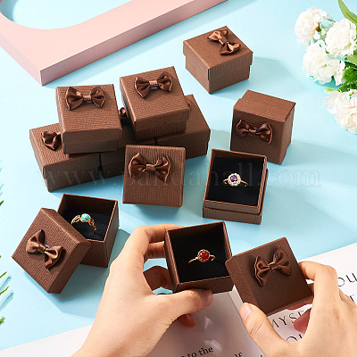 Квадратные картонные бумажные подарочные коробки для хранения колец CON-TAC0001-17D-1