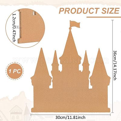 Настенный органайзер для брошей в форме замка из МДФ и пробки с железными крючками AJEW-WH0609-123B-1