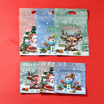 50 шт. 2 стиля пластиковых пакетов с застежкой-молнией на рождественскую тематику ABAG-FS0001-07-1