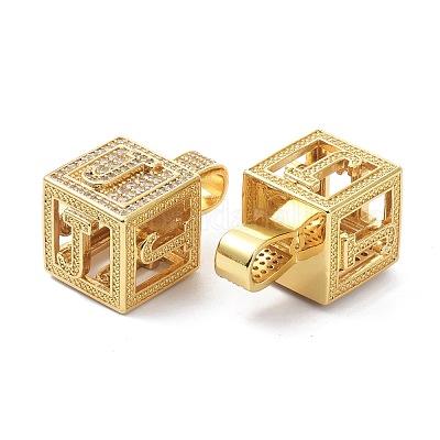 Кулоны из латуни с микропейвом и прозрачным фианитом ZIRC-O045-01G-J-1