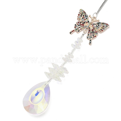 Хрустальные и сплавные стразы подвесные украшения из стальной проволоки HJEW-R050-01RGP-1